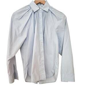 Rebecca Taylor Light Ruched Raglan Cotton Button Up Long Sleeve Blouse Size S